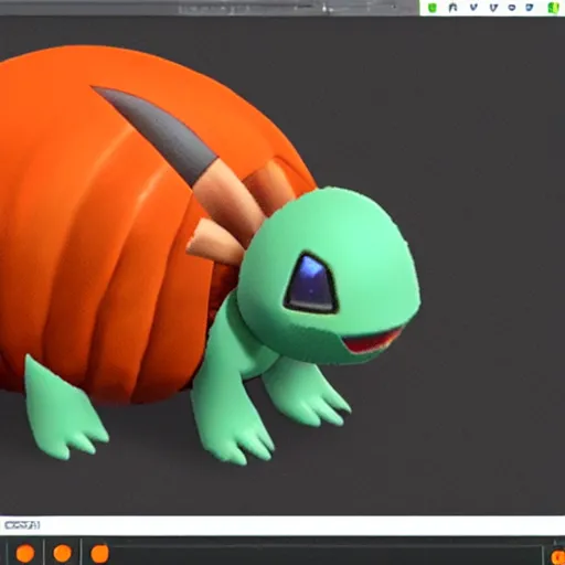 Image similar to A pokemon that looks like a pumpkin, The whole is a big beetle，Trending on art station. Unreal engine.