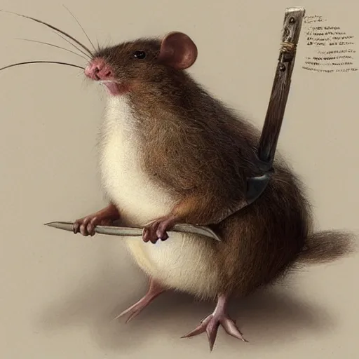 Prompt: portrait character design, a cute feathered mouse ashigaru plumed by brian froud, portrait studio lighting by jessica rossier and brian froud and gaston bussiere