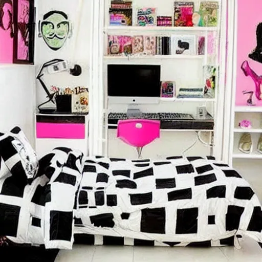 Image similar to 90s style teen's bedroom.