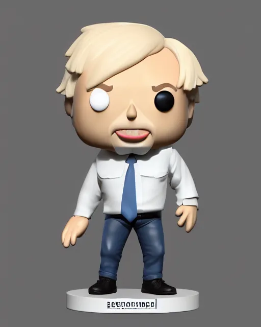 Image similar to full body 3d render of funko pop boris johnson as a funko pop, studio lighting, white background, blender, trending on artstation, 8k, highly detailed