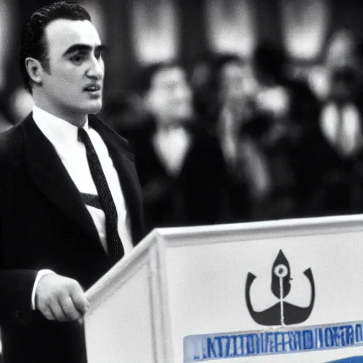 Image similar to Freeze Corleone giving speech at NATO