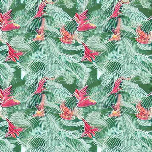 Prompt: exquisite fresh tropical print with beautiful and high resolution elements developed into seamless patterns