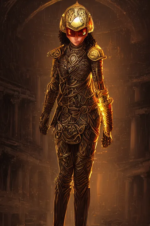 Prompt: portrait knights of Zodiac girl, metallic black and reddish color reflected armor, in heavily rainning ruin Agora of Athens, ssci-fi, fantasy, intricate, rim lights, reflected lights, very very beautiful, elegant, golden light, highly detailed, digital painting, artstation, concept art, smooth, sharp focus, illustration, art by tian zi and greg rutkowski and alphonse mucha and loish and WLOP