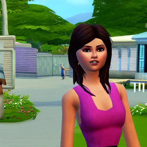 Prompt: Selena Gomez in The Sims 3