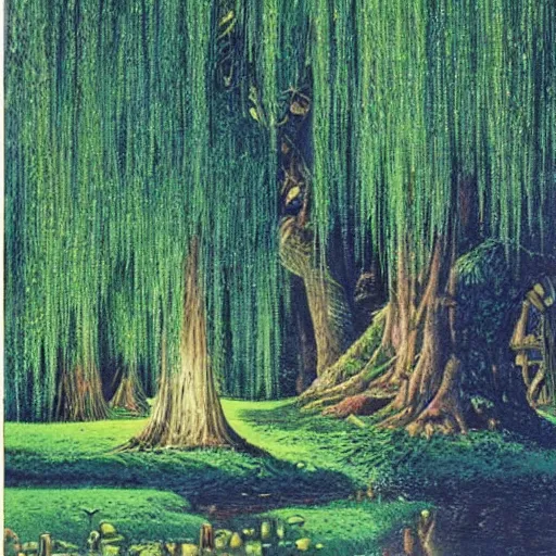 Image similar to castle in the willow tree forest, Darrell K Sweet, felix Kelly