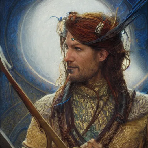 Image similar to portrait of a rogue bard, fantasy art by donato giancola and magali villenueve, featured on cg society, reimagined by industrial light and magic, behance hd, movie still