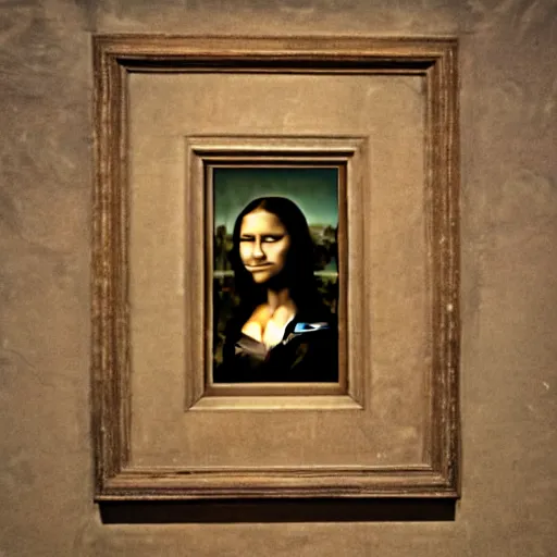 Image similar to cave drawing Mona Lisa
