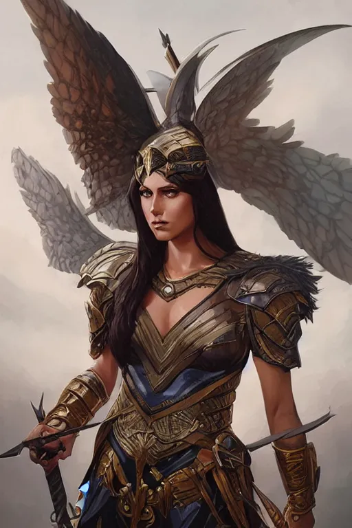 Image similar to amazon valkyrie athena, d & d, fantasy, portrait, highly detailed, headshot, digital painting, trending on artstation, concept art, sharp focus, illustration, art by artgerm and greg rutkowski and magali villeneuve