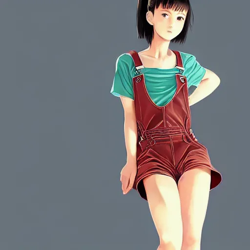 Image similar to a beautiful young japanese natalie portman alluring gravure model, wearing elegant designer overalls, elegant overalls with mesoamerican patterns, by akira toriyama and wlop and ilya kuvshinov and artgerm and, aesthetic, gorgeous, stunning, alluring, attractive, artstation, deviantart, pinterest, digital art