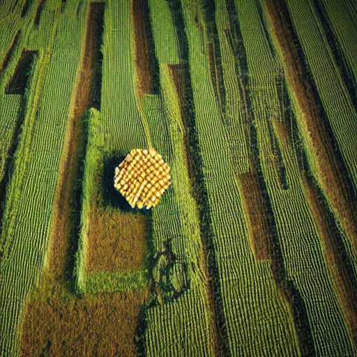 Image similar to hyperrealistic dslr film still of closeup aerial view of corn maze disguised as billy mays, stunning 8 k octane comprehensive 3 d render, inspired by istvan sandorfi & greg rutkowski & unreal engine, perfect symmetry, dim volumetric cinematic lighting, extremely hyper - detailed, incredibly real lifelike attributes & flesh texture, intricate, masterpiece, artstation, stunning