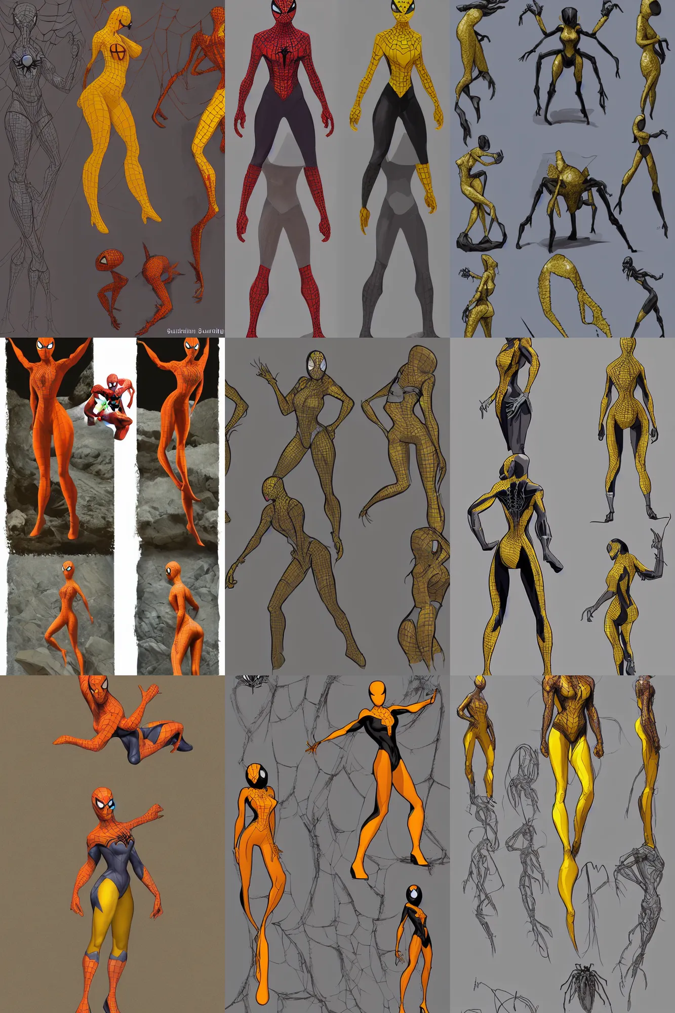 full body character turnaround of a woman in an orb