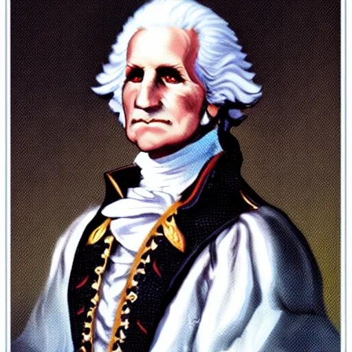 Image similar to PSX JRPG character portrait of a demon knight George Washington