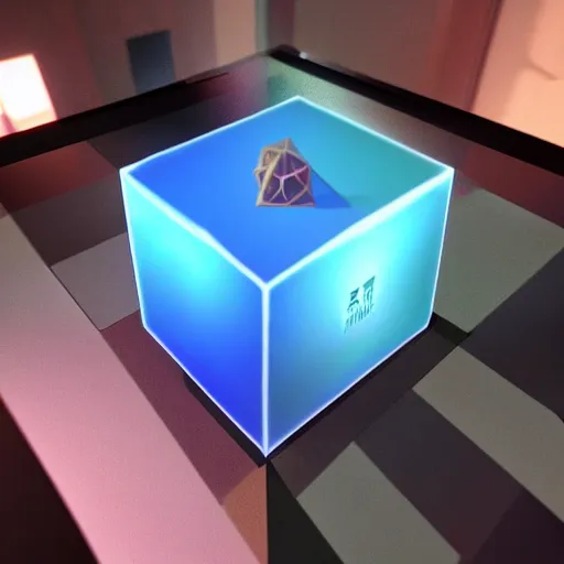 Image similar to 3 d representation of a tesseract, unreal engine, rtx raytracing, hyperrealistic