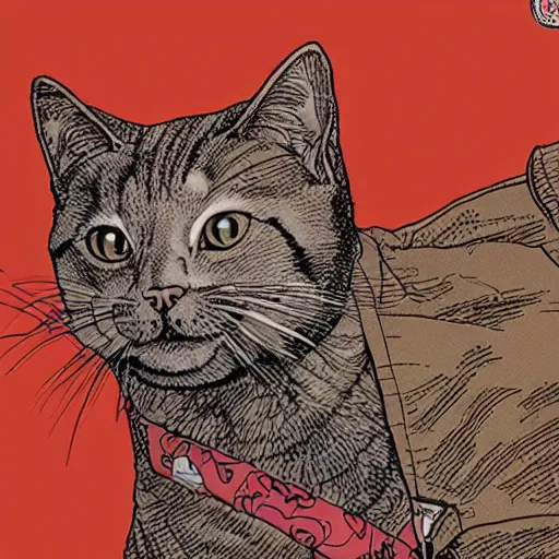 Prompt: a cat by geof darrow, detailed, realistic shading