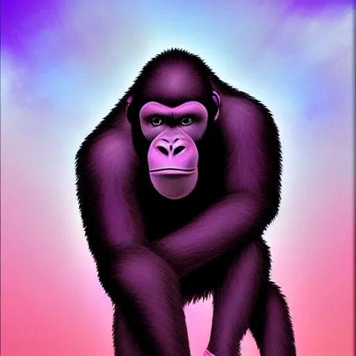 Prompt: purple ape poster