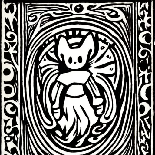 Prompt: Kyubey in the style of European woodcuts