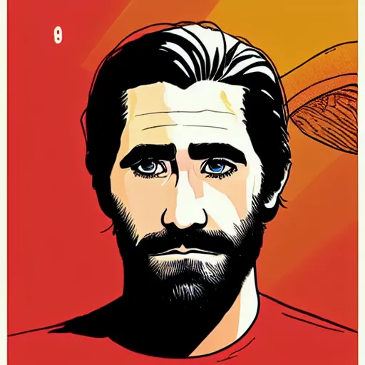 Image similar to jake gyllenhaal retro minimalist portrait by jean giraud, moebius starwatcher comic, 8 k