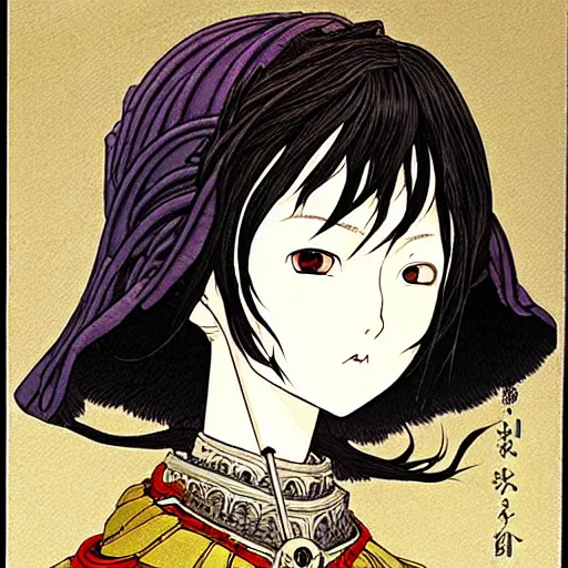 Image similar to prompt : portrait of knight painted in miyazaki color style drawn by katsuhiro otomo and takato yamamoto, inspired by fables, china doll face, smooth face feature, intricate oil painting, high detail, sharp high detail, manga and anime 2 0 0 0