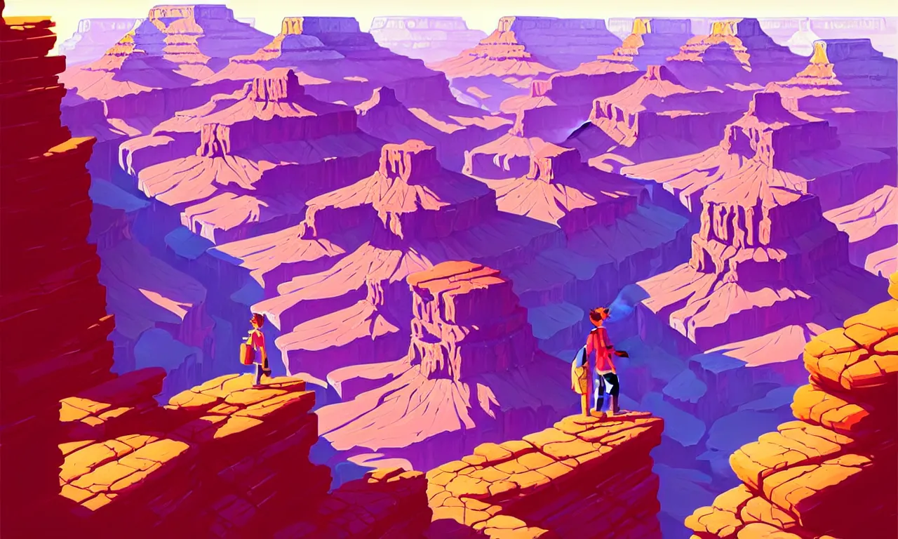 Image similar to beautiful grand canyon, vector art behance hd by Jesper Ejsing, by RHADS, Makoto Shinkai and Lois van baarle, ilya kuvshinov, rossdraws global illumination