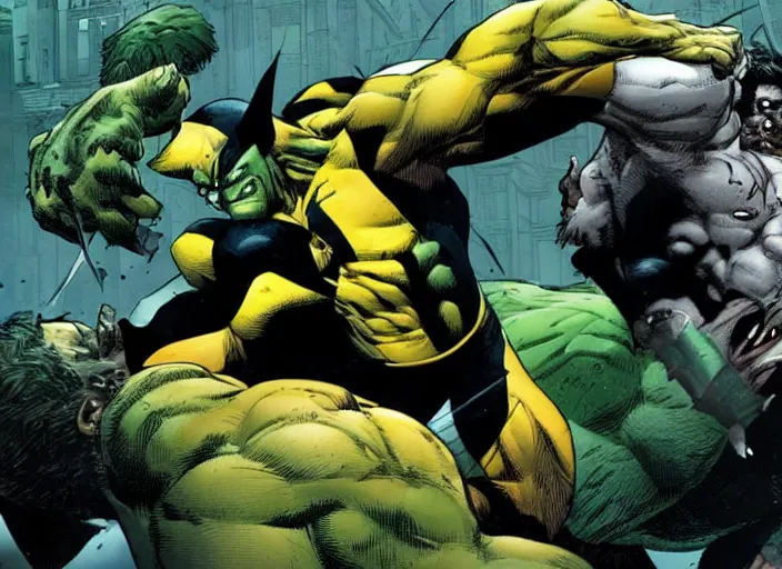 Image similar to wolverine fighting hulk