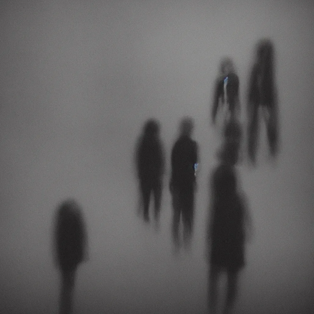 Image similar to blurry face, dark photography, eerie, monochrome