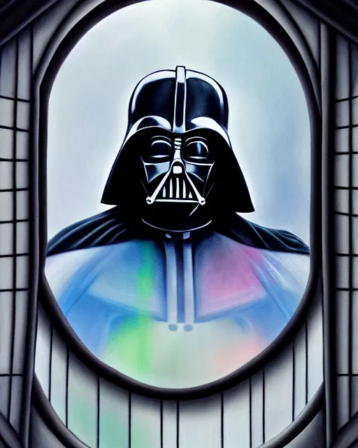 Prompt: pastel painting portrait of darth vader looking through a large window into space, high production value, intricate details, high resolution, hdr, high definition, masterpiece, realistic, ultrarealistic, highly detailed, hd, sharp focus, non blurry, sharp, smooth