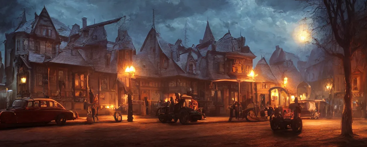 Image similar to transylvania night, callahan's crosstime saloon gameplay. most epic dramatic scene. epic cinematic hyperrealism masterpiece. realistic poster with shaded lighting by craig mallismo, artgerm, jeremy lipkin and michael garmash, unreal engine, radiant light, detailed and complex environment, digital art, art station trends