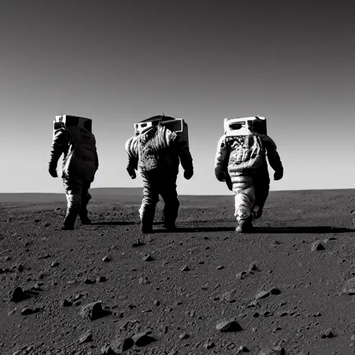 Image similar to decrepit old men wandering around on mars