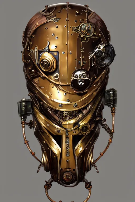 Image similar to steampunk helmet fantasy art mask robot ninja stylized digital illustration sharp focus, elegant intricate digital painting artstation concept art global illumination ray tracing advanced technology chaykin howard and campionpascale and cooke darwyn and davis jack