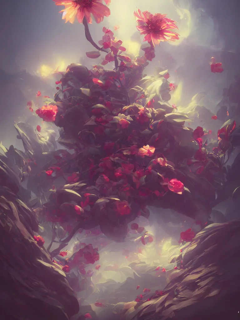 Image similar to retro painting of surreal waiim flower, by ross tran, highly detailed, hyperrealism, excellent composition, cinematic concept art, dramatic lighting, trending on artstation