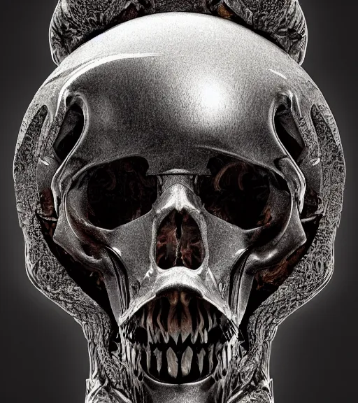 Image similar to portrait of a fantasycore glitchcore deformed animal skull in a helmet. intricate abstract. intricate artwork. celestial. prismatic, by Alex Stevenson Diaz, Boris Koller and Dino Tomic. octane render, CGSociety very coherent symmetrical artwork. cinematic, hyper realism, high detail, octane render, 8k, holographic accents