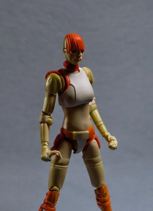 Prompt: Leeloo Kenner figure. Studio lighting, no background.