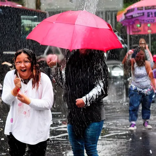 Image similar to people on street get wet of chocolate liquid rain