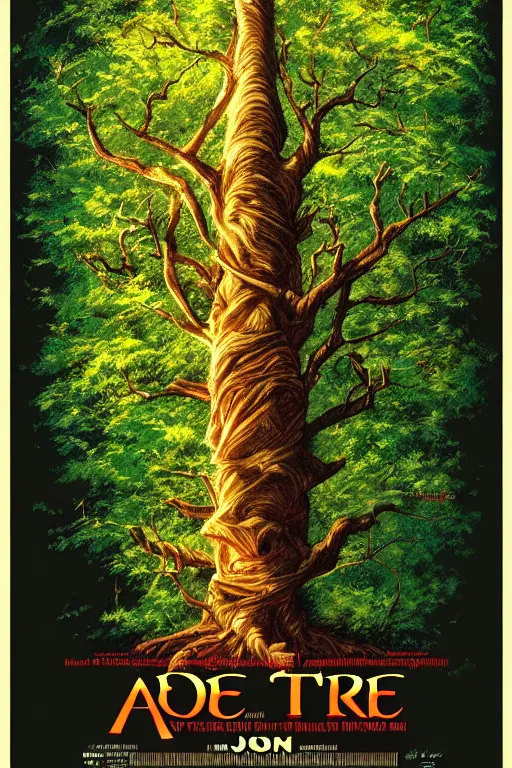 Prompt: a tree, movie poster by drew struzan, intricate, elegant, highly detailed, smooth, sharp focus, artstation