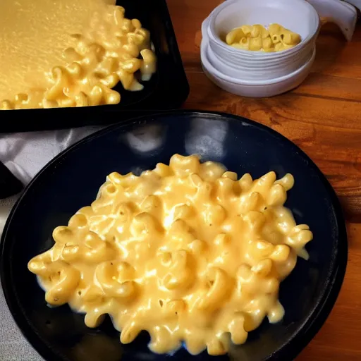 Prompt: overweight 2 0 year old with messy black hair and big beard cooks mac and cheese late at night