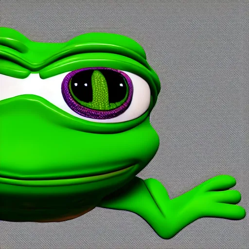 Prompt: 3 d render of pepe the frog
