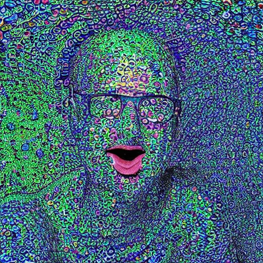 Image similar to A drawing. A rip in spacetime. Did this device in his hand open a portal to another dimension or reality?! bismuth by Sandy Skoglund exciting