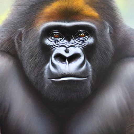 Image similar to gorilla, oil painting