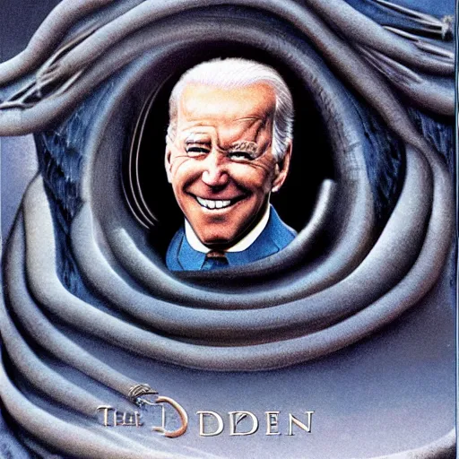 Image similar to The face of Joe Biden on Dune's sandworm body. cgi, 4k, dune book cover art