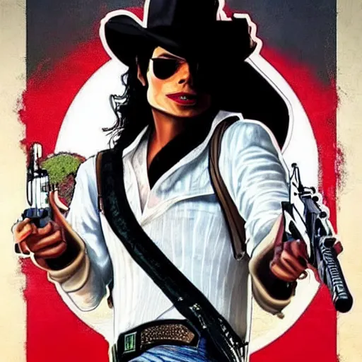 Prompt: michael jackson in the style of red dead redemption video game