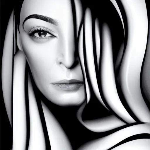 Image similar to woman face as zaha hadid architecture photo realistic symmetrical