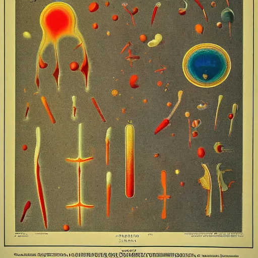 Prompt: color poster of bacteria by adolphe millot