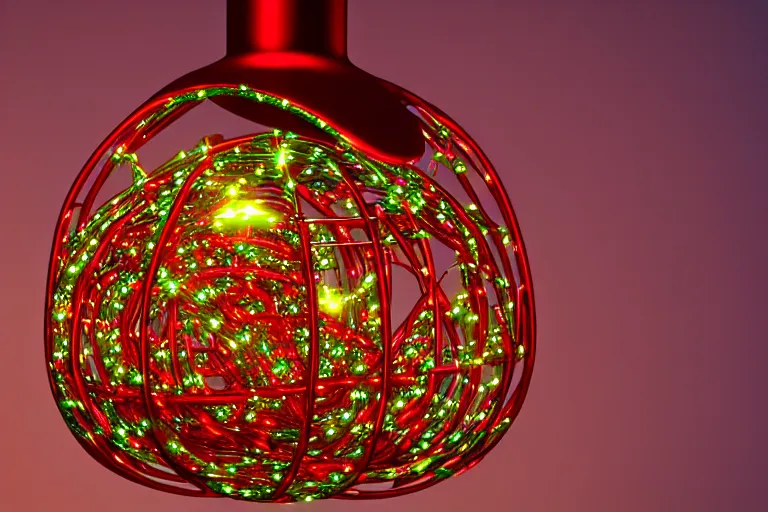 Image similar to a detailed concept art of a jingle bell made from wire and lights, trending on artstation, digital art, 4 k, intricate, octane render, sharp focus