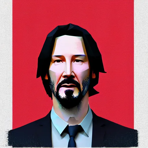 Image similar to low poly isometric render of Keanu Reeves