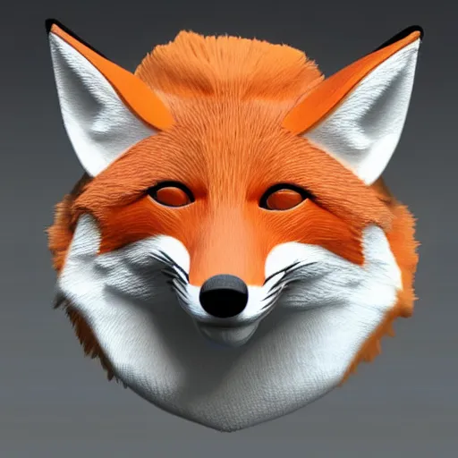 Image similar to an abstract icon depicting a fox, 3d