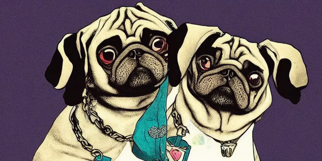 Image similar to snoop dogg as a pug, in the style of dog