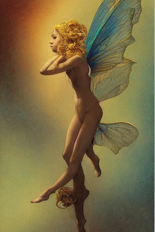 Image similar to full body portrait of a beautiful faerie, golden ratio, detailed, rainbowshift, by jean - baptiste monge and maxfield parrish and artgerm