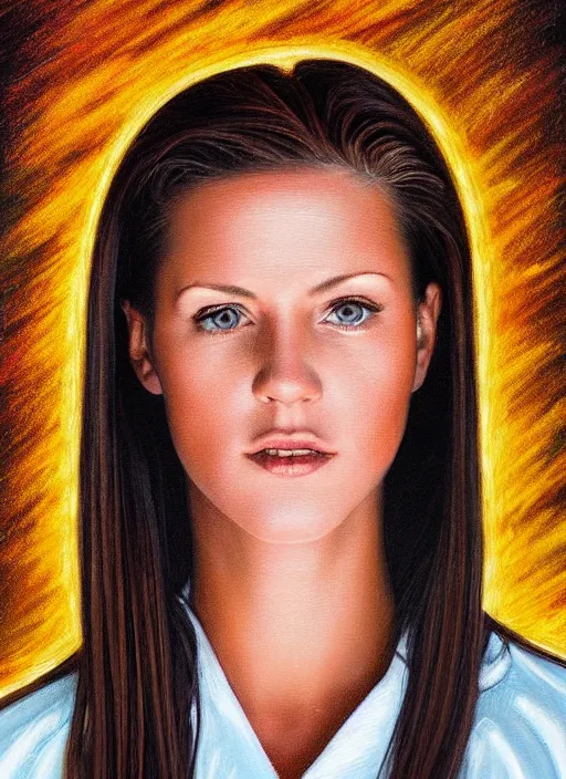 Image similar to Karen Dillon as the rich girl of highschool. ultra detailed painting at 16K resolution and amazingly epic visuals. epically beautiful image. amazing effect, image looks gorgeously crisp as far as it's visual fidelity goes, absolutely outstanding. vivid clarity. ultra. iridescent. mind-breaking. mega-beautiful pencil shadowing. beautiful face. Ultra High Definition. godly shading. amazingly crisp sharpness. photorealistic film cel processed twice.