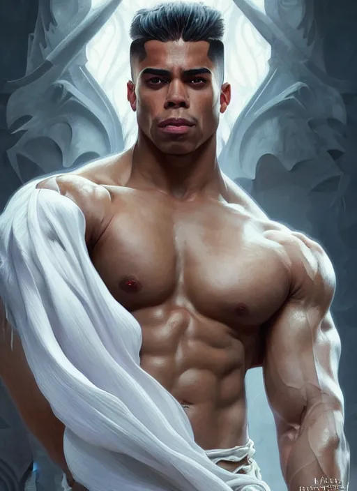 Image similar to portrait of aggressive mariano diaz mejia, d & d, muscular! white, fantasy, intricate, elegant, highly detailed, digital painting, artstation, concept art, smooth, sharp focus, illustration, art by artgerm and greg rutkowski and alphonse mucha