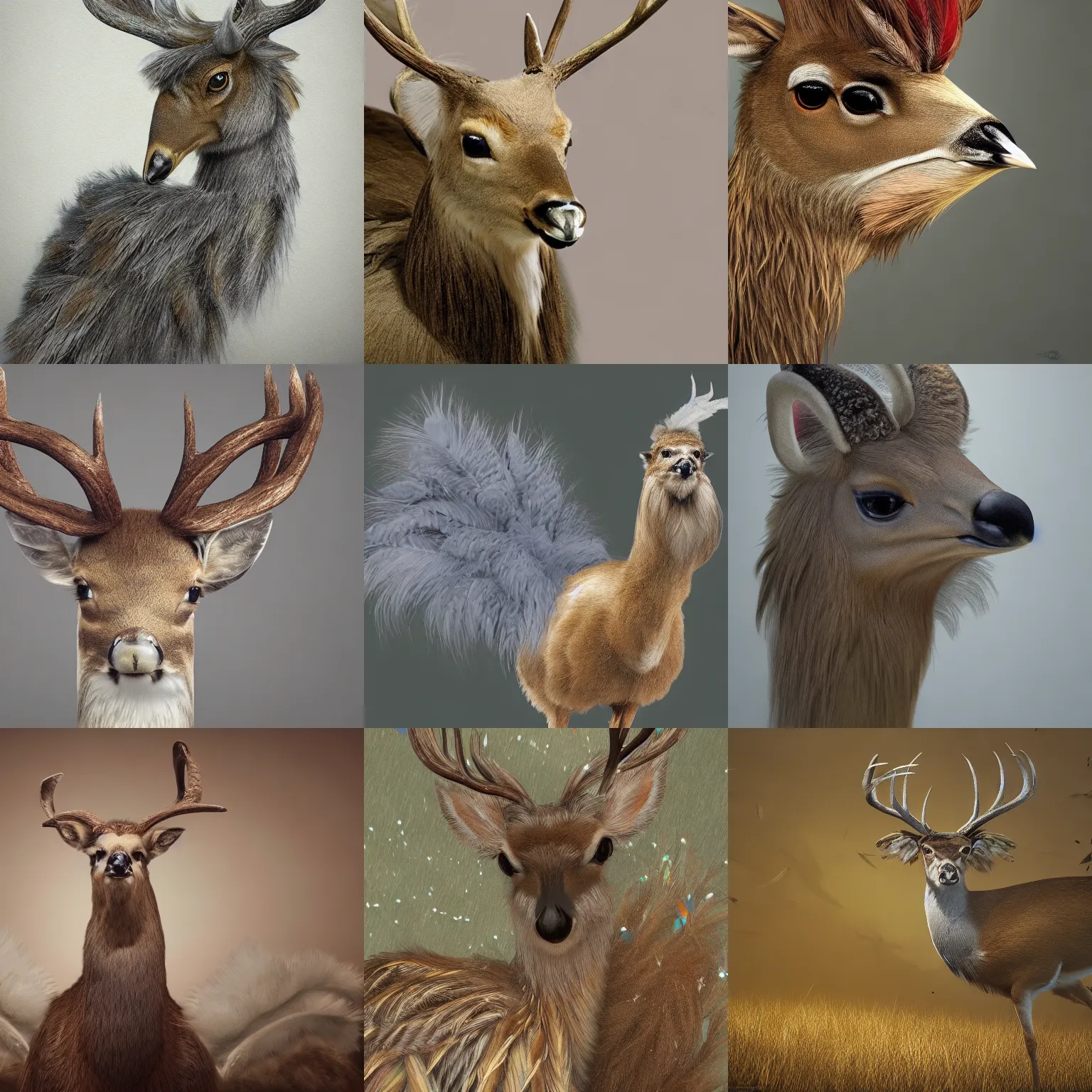 Prompt: a feathered deer with bird feathers for fur, national geographic, photo, nature photography, trending on artstation, highly detailed, full body, realistic